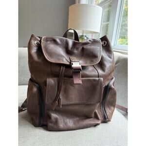 Fossil Leather Backpack Brown Large Travel Commute Unisex